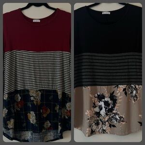 ☘️ Two long sleeve crew neck mix prints top shirts by EGS BY ELOGES